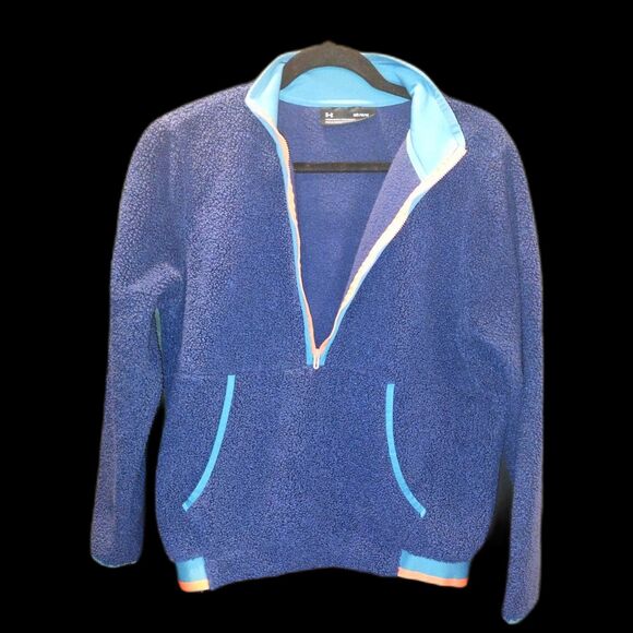 Under Armour Blue Fleece Pullover Size Medium - Picture 3 of 11